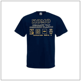 Komo bedrukt op een t-shirt van bbshirts