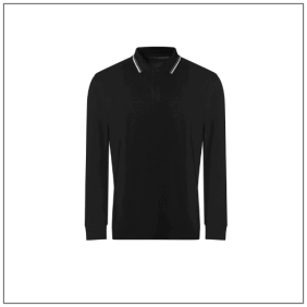 AWDis Long Sleeve Tipped 100 Polo JP103 Deep black white