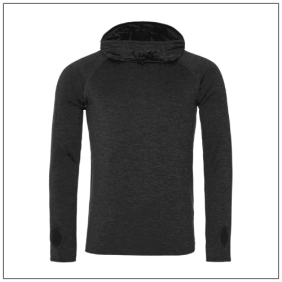 Mens Cool Cowl Neck Top JC037 - Black slate melange