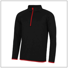 Men's Cool 1/2 Zip Sweat JC031 - Jet black Fire red.
