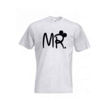 Mr en Mrs Disney print bedrukt op wit t-shirt