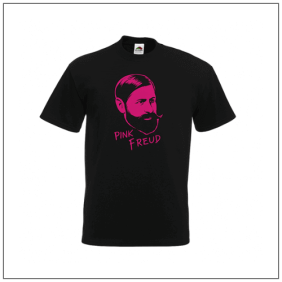 Pink Freud bedrukt op een t-shirt