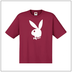 Playboy print bedrukt op een t-shirt in een kleur naar keuzetshirt