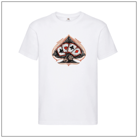 Poker print op een wit t-shirt van bbshirts