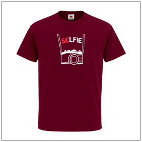 Selfie bedrukt op een t-shirt