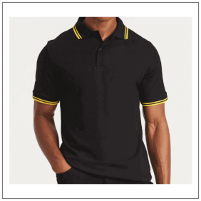 AWDis Stretch Tipped Polo Shirt – Voor de Man die Comfort en Stijl Combineert. Kleuren Black yellow polo