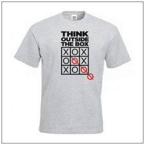Think outside the box t-shirt van 100% katoen 27-kleuren.