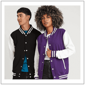 Varsity Jackets - JH043. Kleuren Burgundy-Heather grey