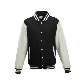 Varsity Jackets - JH043. Kleuren Jet black-Arctic white