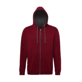 Varsity Zipp Zoodie JH053 - Burgundy Charcoal