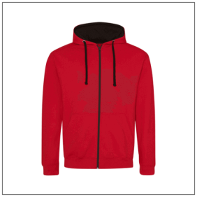Varsity Zoodie JH053 Fire red jet black.