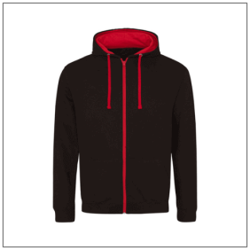 Varsity Zoodie JH053 Jet black Fire red.