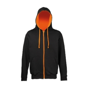 varsity zip zoodie jh053 Jet-black Orange