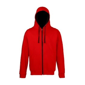 Unisex Varsity zip zoodie fire-red jet-black