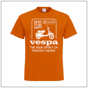 Vespa Piaggio bedrukt op een t-shirt