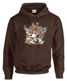 skull hoodie bruin