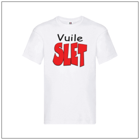 Vuile Slet bedrukt op een wit t-shirt