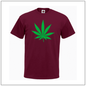 Wietblad bedrukt op een t-shirt in een kleur naar keuze