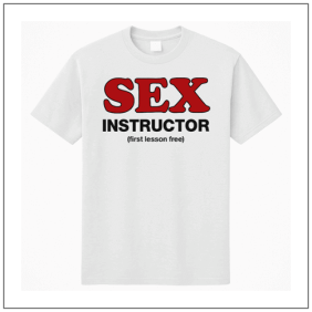 wit t-shirt bedrukt met Sex Instructor - BBshirts
