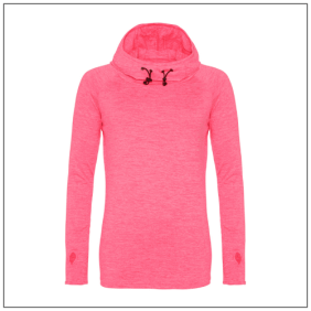 Girlie Cool Cowl Neck Top – Stijlvol sportshirt met col Kleuren Electric pink