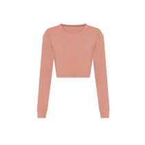 Womans Long Sleeve Cropped T - Dusty pink