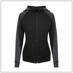 womans Cool Contrast Zoodie JC058 - Black - Black slate melange