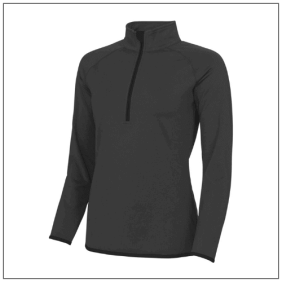 Woman's Cool 1/2 Zip Sweat JC036 - Charcoal Jet black.