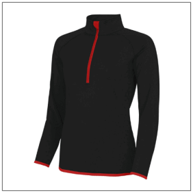 Woman's Cool Zip Sweat JC036 - Jet black Fire red.