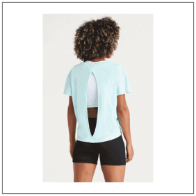 Woman's open back T JC013 - model achterkant