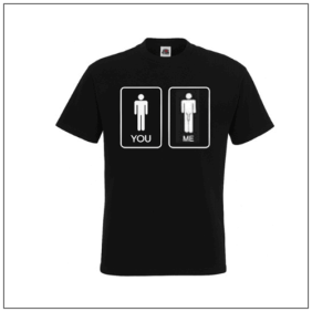 You Me bedrukt op een zwart t-shirt