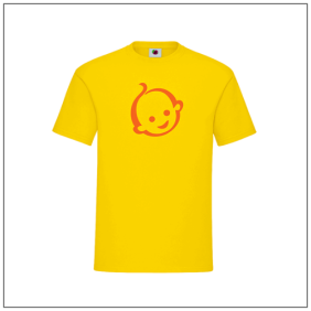Zwitsal logo bedrukt op een geel t-shirt van BBshirts