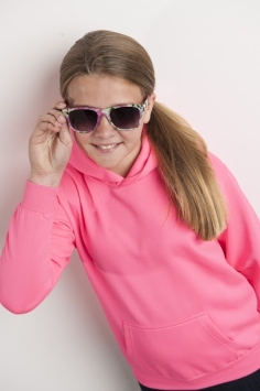 Fluor hoodie JH004J Electric-pink model voorkant