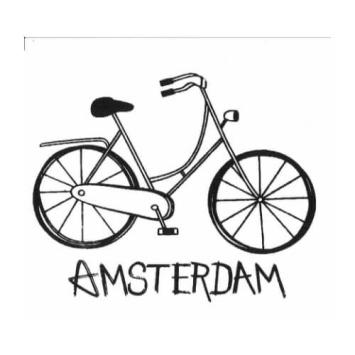 Amsterdam zwarte fiets print bedrukt op een t-shirt.