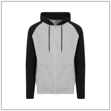 Baseball Zoodie JH063 - Heather grey - Jet black