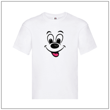 big eyes bedrukt op een wit t-shirt van BBshirts.nl