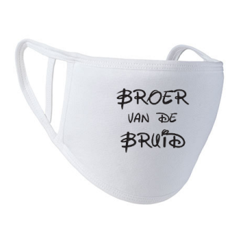 Broer van de bruid mondkapje wit