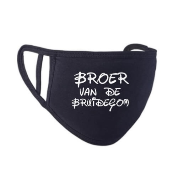 Broer van de Bruidegom mondkapje - zwart