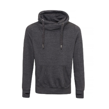 Cross Neck Hoodie JH021 Charcoal