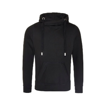 Cross Neck Hoodie JH021 - Jet Black