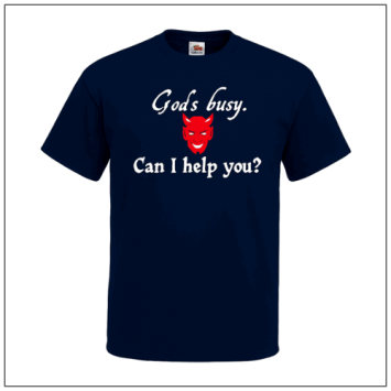 God is busy can i help you bedrukt op een t-shirt