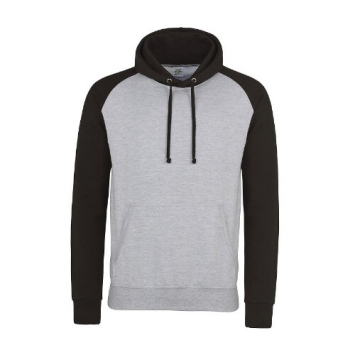 Baseball Hoodie JH009 Heather grey-Jet black