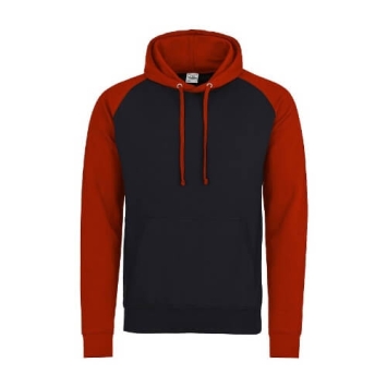 Baseball Hoodie JH009 Jet black-Fire red