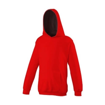 Kids Varsity Hoodie JH003J Fire Red - Jet Black