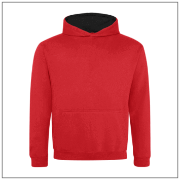 Kids Varsity Hoodie JH003J Fire Red - Jet Black