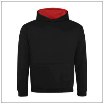 Kids Varsity hoodie JH003J Jet black - Fire red
