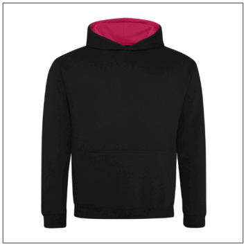 Kids Varsity hoodie JH003J Jet black - Hot pink