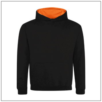 Kids VArsity hoodie JH003J Je black - Orange crush