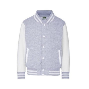 AWDis Kids Varsity Jacket JH043J Heather grey - White.