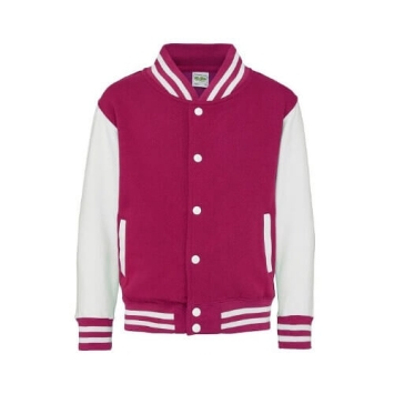 AWDis Kids Varsity Jacket JH043J Hot pink - White.