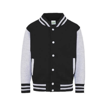 AWDis Kids Varsity Jacket JH043J Jet black - White.